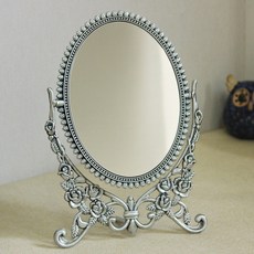 微笑玫瑰三角雙面桌鏡 大, 錫