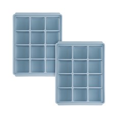 Edison 矽膠多功能分裝盒 副食品冷凍容器 12格, 藍色, 2個