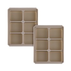 6格矽膠嬰兒副食品分裝盒, 米色, 2個