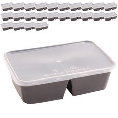 耐熱強化長方形2格飯盒 T-650D 黑色, 1件, 25個