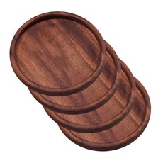 Market Pio 胡桃木圓形茶杯墊, 混合色