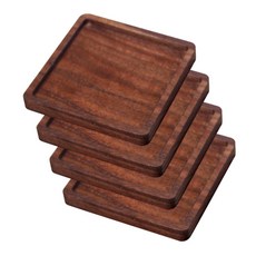 Market Pio 胡桃木茶杯墊 家用方形 4入, 混合色, 4個