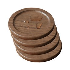 Market Pio 胡桃木圓邊杯墊 4入, 混合色, 4個