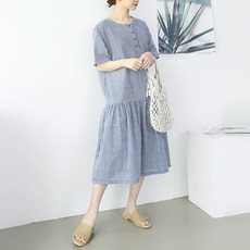 PANG PANG SHOP 鈕扣5分袖孕婦連身裙