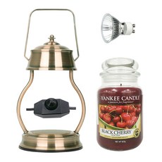 YANKEE CANDLE 造型融燭燈+香氛蠟燭 L號+燈泡, 復古（溫暖），黑櫻桃（蠟燭）