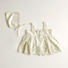 IAMBEBE 女童透氣小公主背心連身裙 + 軟帽套組