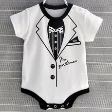 JOY MULTI 西裝圖案短袖包屁衣