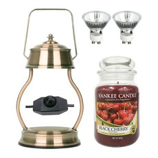 YANKee CANDLe Stella 颶風融蠟燈 + 大蠟燭罐 + 鹵素燈泡2入, 融蠟燈(復古), 蠟燭(黑櫻桃), 黑櫻桃, 1個, 623g