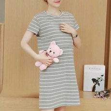 임산부 스트라이프 반팔 드레스