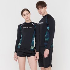 TUBE TREE 情侶款棕櫚葉印花拉鍊防曬泳衣組