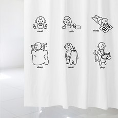樹叢浴簾 可愛寶寶 6 + 不鏽鋼掛環組, 1套
