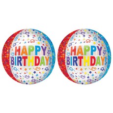 HBD 彩色彩帶圓形氣球, 混合色, 2個