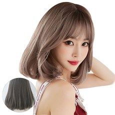 vvgabal 女性短髮波浪全頂假髮 밍밍이, 深棕色, 1個