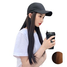 뿌이뿌이가발 여성 롱 생머리 모자가발, 옐로우밀크, 1개