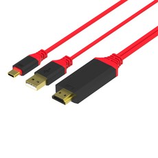 OIKWAN Galaxy Note S 8 9 10 5G Plus LG Cinebeam 手機電視連接 DeX 60Hz 4K MHL HDMI Type-C USB 充電式 支援Netflix 鏡像傳輸線 3m, 黑色 + 紅色, 1個