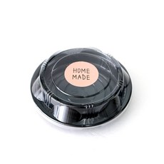圓形餐盒 XYW-852 黑色+手工製貼紙 巧克力貼紙 25入+卡其 貼紙 25入, 50件, 1套