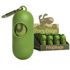 poop bags 寵物膠囊型抽取式撿便袋收納殼+內裝撿便袋 15枚+撿便替換袋 60枚, 混色, 1套