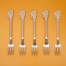 Table Art 韓國製 眨眼老虎 茶叉, 銀色, 5個