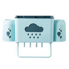 알럽홈 욕실 랙 가정용 플라스틱 접착식 선반, 블루, 1개