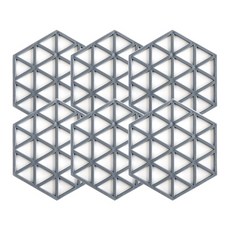 Block Mart 六角形三角圖案杯墊 隔熱墊 6入, 灰色