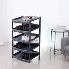 LIVING HAPPY 9層之字形鞋架 黑色, 1個