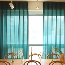 Maison Textile 連窗簾針也可洗 飄逸蝴蝶褶窗簾 2件組, 漂亮綠色