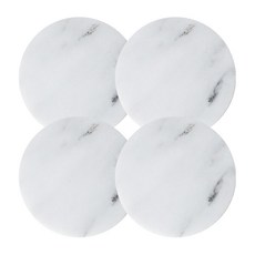 Block Mart 高級大理石圓形杯墊 4入, 白色
