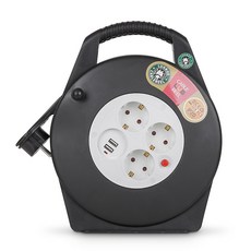 LUGBOX 電纜捲線盤 USB 2埠 3孔, 15m, 1個