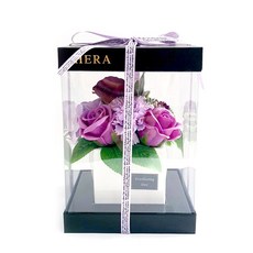 天使玫瑰肥皂花康乃馨擺飾, 紫白, 1套