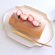 Cozy 金邊橢圓盤, 白色, 1個