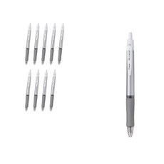 PILOT 百樂 Acroball T 油性原子筆 0.5mm BAB-15EFT, 金屬銀 + 黑色筆芯, 10個