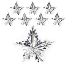 LivingDA 銀箔雪花吊飾 8入, 銀色