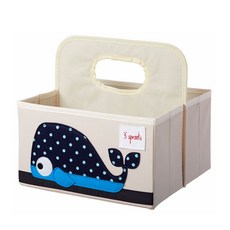 3 sprouts 多用途手提尿布收納籃 尿布收納用品, 鯨魚款, 1個