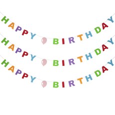 LivingDA 毛氈生日派對掛旗 3件組, 混色