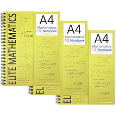 2Youngdesign Elite A4 易撕數學筆記本, 萊姆綠, 3個