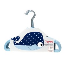 3Sprouts 防滑造型衣架, 鯨魚款, 10入