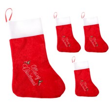 Livingda 新款天鵝絨徽標印花聖誕襪, 混色, 4個