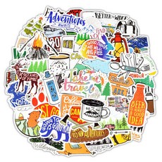 캠핑 여행 캐리어 스티커 50p 세트, 1세트