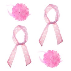 LivingDA 復古造型絲巾+花朵造型髮夾組, 粉色的, 2套