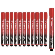 PILOT 百樂 圓頭油性麥克筆, 12支, 紅色