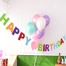 PARTYHAE 毛氈生日字母掛旗, 彩虹, 1個