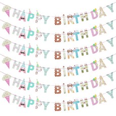 LivingDA 生日掛旗 可愛冰淇淋 6入, 混合顏色