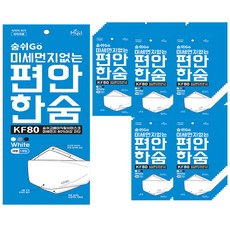 숨쉬고 황사마스크 대형 KF80 흰색, 50, 화이트, 50개입