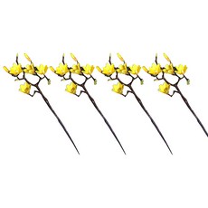 Block Mart 人造花 婚禮道具 玉蘭花枝 4入, 黃色