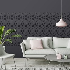 유니크 만능 점착 뮤럴 벽지 6p, 도트라운드 딥워터