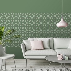 유니크 만능 점착 뮤럴 벽지 6p, 도트라운드 그린