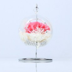 永生花玻璃球 玫瑰 亮片, 粉色的