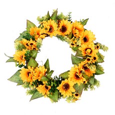 積木超市 圓形人造花門飾, 向日葵花