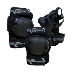 SARAKO 新星孩童滾輪運動護具護腕+護肘+護膝, 黑色的