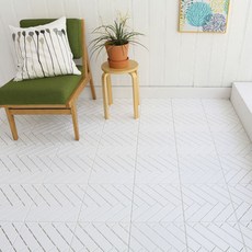 人字紋拼接地板 9入+橡膠密封墊 36入, 白色的, 1套